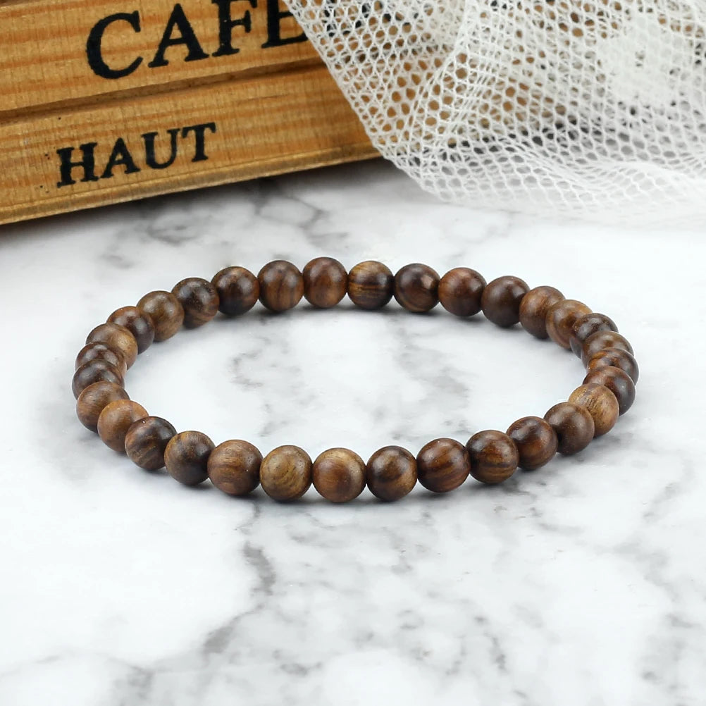 Buddha 6/8/10mm Wooden Beads Vintage Handmade Bracelets Prayer Black Rosewood Bracelet Men Women Yoga Meditation Pulsera Jewelry