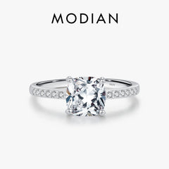 MODIAN 925 Sterling Silver Square CZ Classic Basic Female Wedding Ring For Women Wedding Fine Jewelry