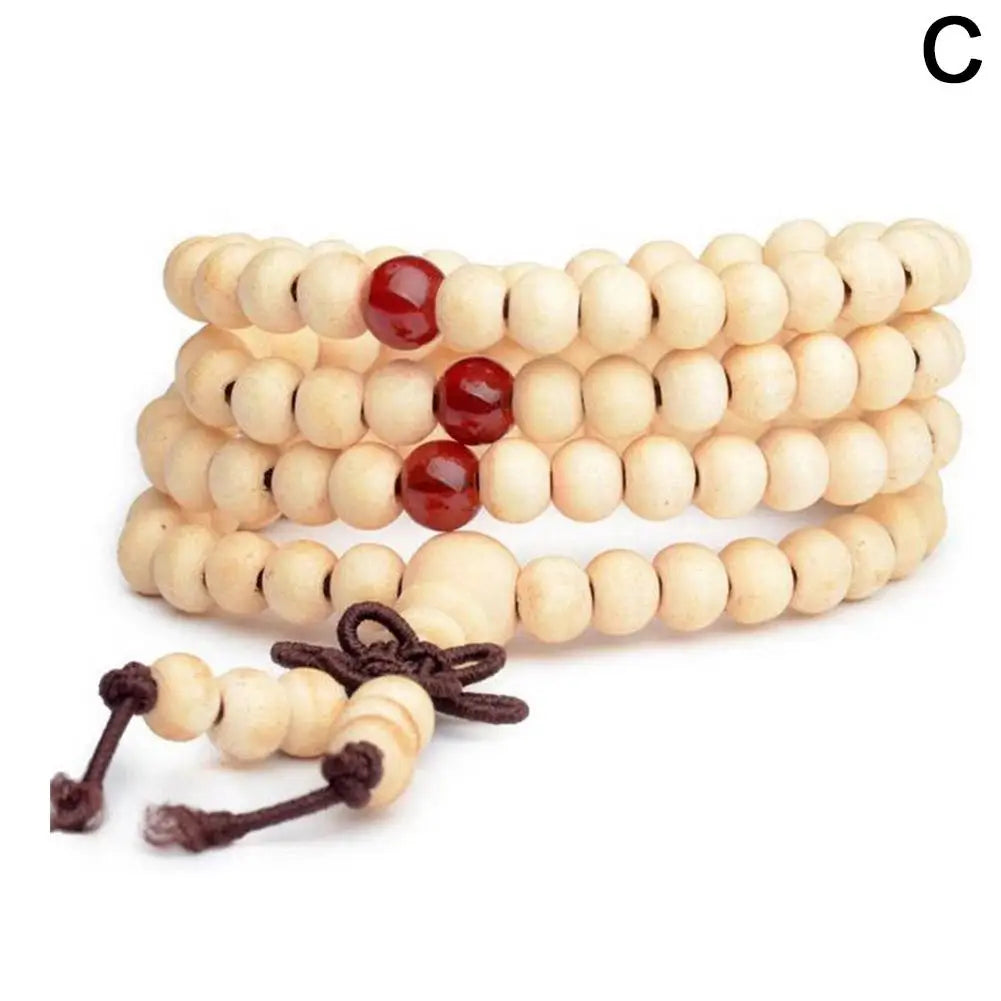 Chinese Style Small Leaf Red Sandalwood Buddhist Beads Multilayer Hand String Lacquer Bracelet Necklace Rosary Beads Men Women