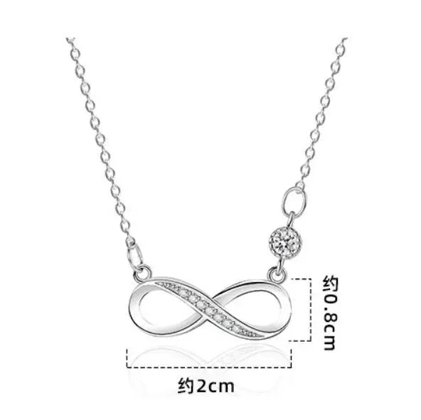 Fashion Female Necklace 925 Sterling Silver Infinite Love 8-word Pendant Necklace for Women Micro Single Zircon Clavicle Chain