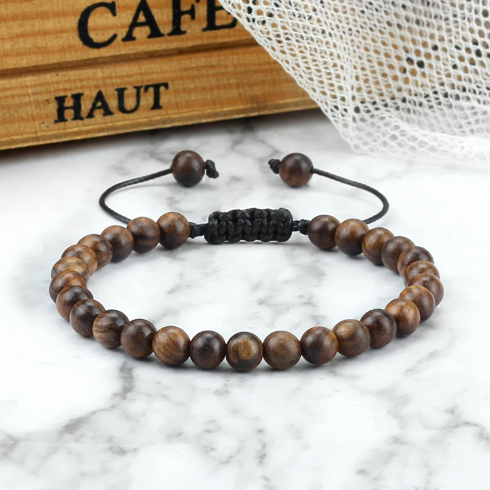 Buddha 6/8/10mm Wooden Beads Vintage Handmade Bracelets Prayer Black Rosewood Bracelet Men Women Yoga Meditation Pulsera Jewelry