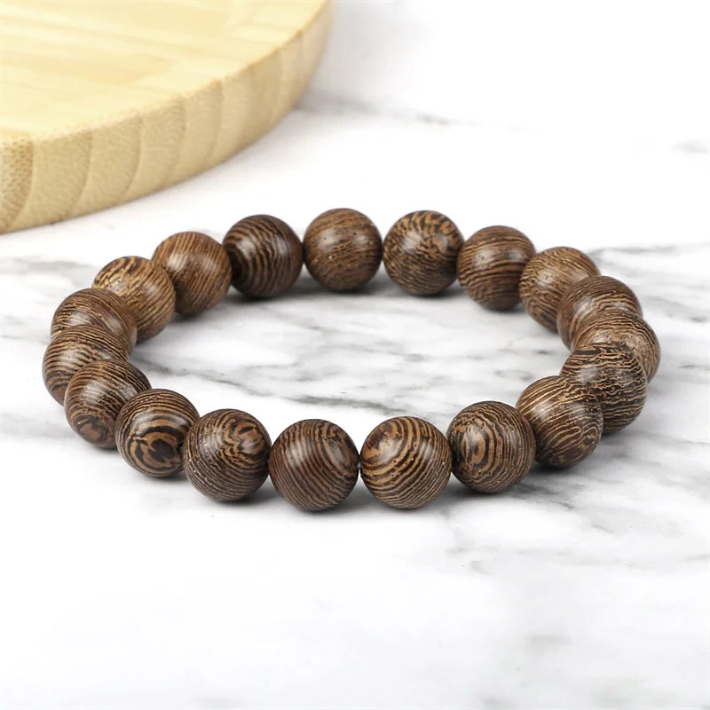 6/8/10/12mm Men Vintage Bracelet Original Wooden Beads Meditation Prayer Buddha Stretch Bracelets&Bangle Women Yoga Jewelry Gift