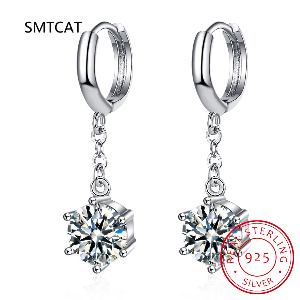 1CT Moissanite Long Drop Earrings For Women 925 Sterling Silver Brilliant Lab Diamond Brides Bridesmaid Dangling Earrings