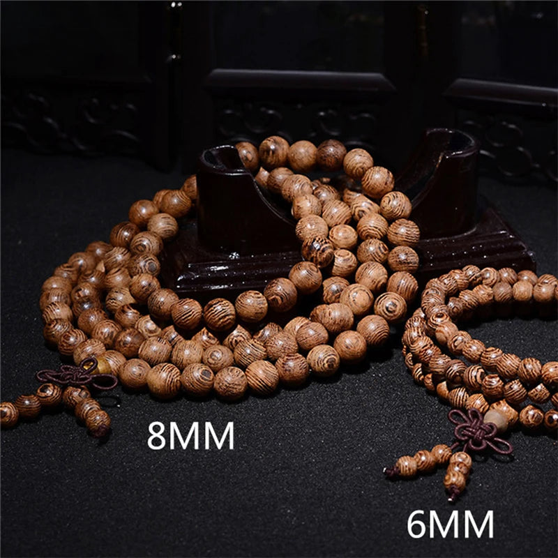 Chic 108 Wood Beaded Buddhist Buddha Prayer Bead Mala Bangle Bracelet Necklace