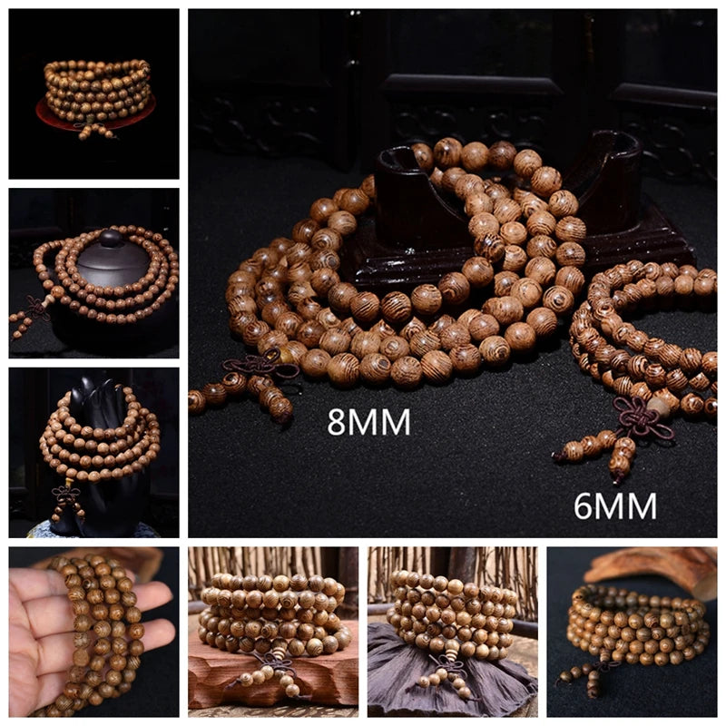 Chic 108 Wood Beaded Buddhist Buddha Prayer Bead Mala Bangle Bracelet Necklace