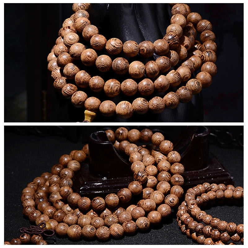 Chic 108 Wood Beaded Buddhist Buddha Prayer Bead Mala Bangle Bracelet Necklace