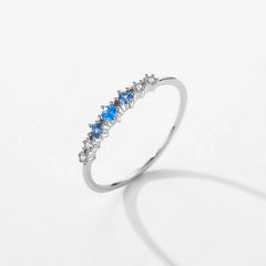 Modian 925 Sterling Silver Basic Stackable Fashion Thin Finger Ring Charm Blue Zirconia Crystal Rings For Women Fine Jewelry