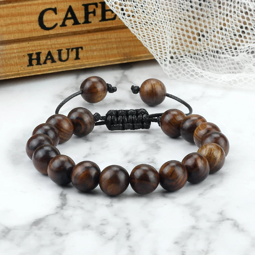 Buddha 6/8/10mm Wooden Beads Vintage Handmade Bracelets Prayer Black Rosewood Bracelet Men Women Yoga Meditation Pulsera Jewelry