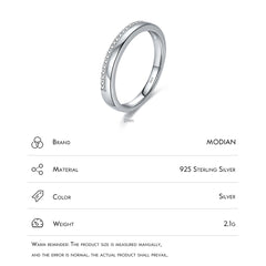 MODIAN 925 Sterling Silver Classic Simple Stackable Simple Finger Ring Pave Setting CZ For Women Party Fine Jewelry Gifts