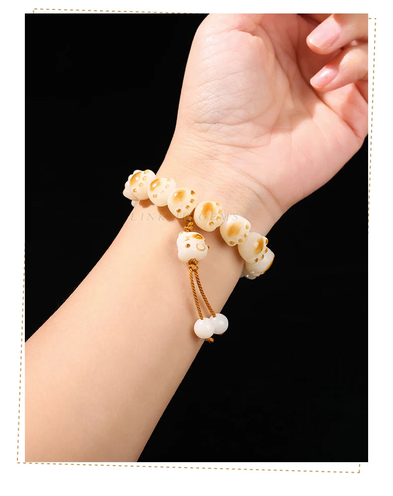 Change Better Natural Bodhi Root Cat Claw Lucky Pendant Bracelet Women Girl Birthday Gift Lovely Carved Bead Handstring Jewelry