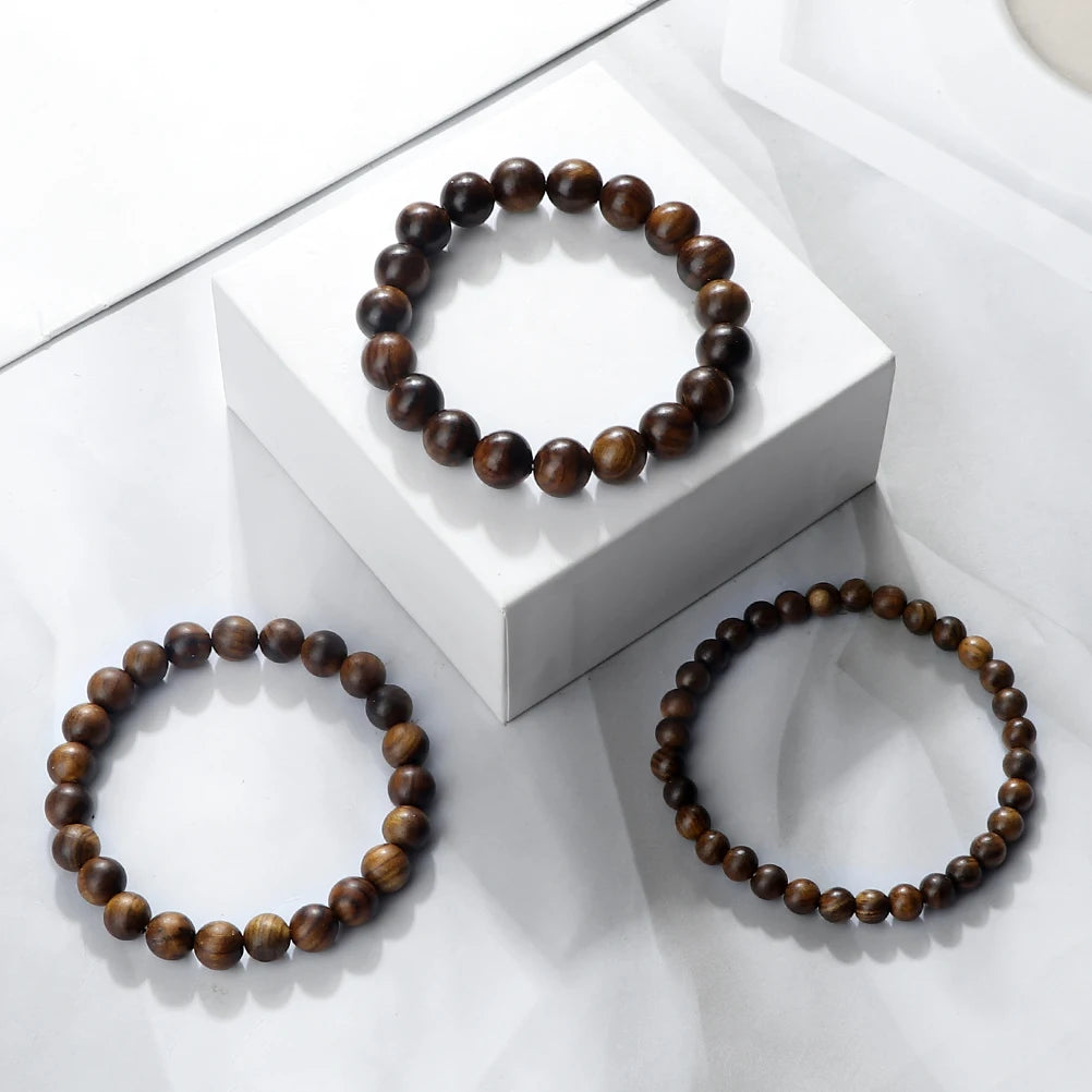 Buddha 6/8/10mm Wooden Beads Vintage Handmade Bracelets Prayer Black Rosewood Bracelet Men Women Yoga Meditation Pulsera Jewelry