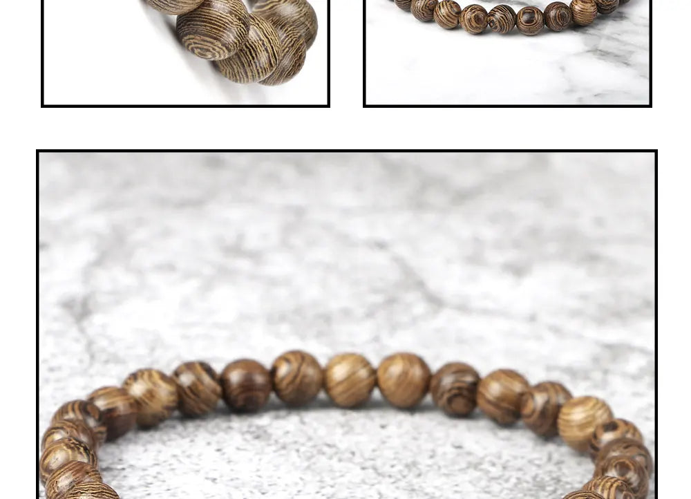 Natural Wooden Beads Bracelet Tibetan Buddha Rosary Handmade Bracelets Men and Women Yoga Meditation Prayer Beaded Jewelry Gifts