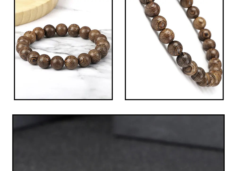 Natural Wooden Beads Bracelet Tibetan Buddha Rosary Handmade Bracelets Men and Women Yoga Meditation Prayer Beaded Jewelry Gifts