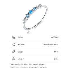 Modian 925 Sterling Silver Basic Stackable Fashion Thin Finger Ring Charm Blue Zirconia Crystal Rings For Women Fine Jewelry