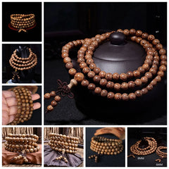 Chic 108 Wood Beaded Buddhist Buddha Prayer Bead Mala Bangle Bracelet Necklace