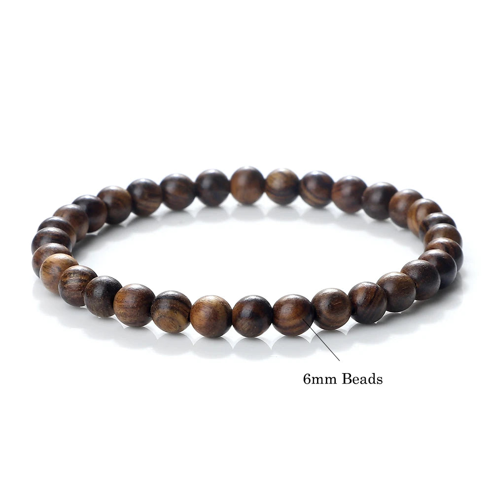 Buddha 6/8/10mm Wooden Beads Vintage Handmade Bracelets Prayer Black Rosewood Bracelet Men Women Yoga Meditation Pulsera Jewelry