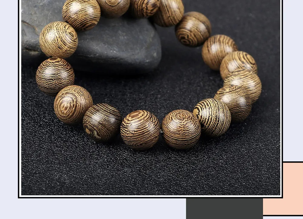 Natural Wooden Beads Bracelet Tibetan Buddha Rosary Handmade Bracelets Men and Women Yoga Meditation Prayer Beaded Jewelry Gifts