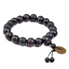 1Pc Wood Bead New Buddha Bracelet Buddhist Bangle Prayer Beads Copper Coin Women Men Lucky Religion Bracelets Charm Jewelry