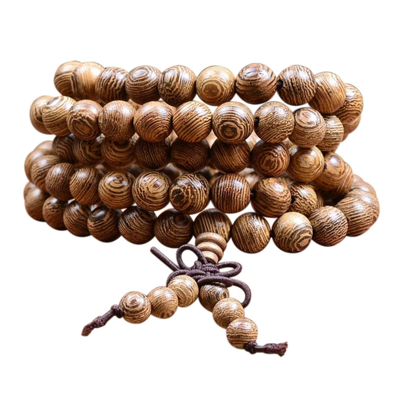 Chic 108 Wood Beaded Buddhist Buddha Prayer Bead Mala Bangle Bracelet Necklace