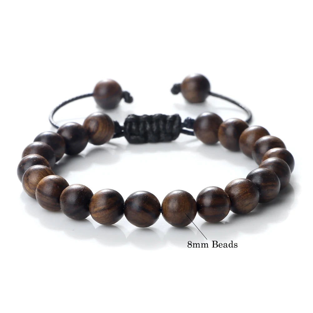 Buddha 6/8/10mm Wooden Beads Vintage Handmade Bracelets Prayer Black Rosewood Bracelet Men Women Yoga Meditation Pulsera Jewelry