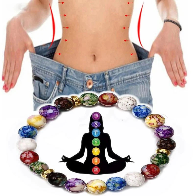 7 Chakras Healing Reiki Stone Bracelet for Women Men Yoga Reiki Healing Energy Beads Volcanic Stone Lose Weight Bangle Jewelry