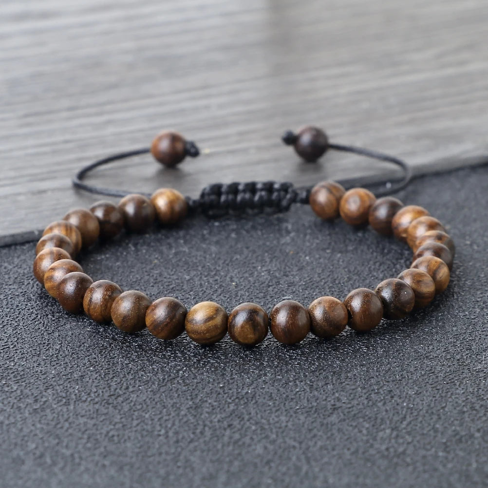 Buddha 6/8/10mm Wooden Beads Vintage Handmade Bracelets Prayer Black Rosewood Bracelet Men Women Yoga Meditation Pulsera Jewelry