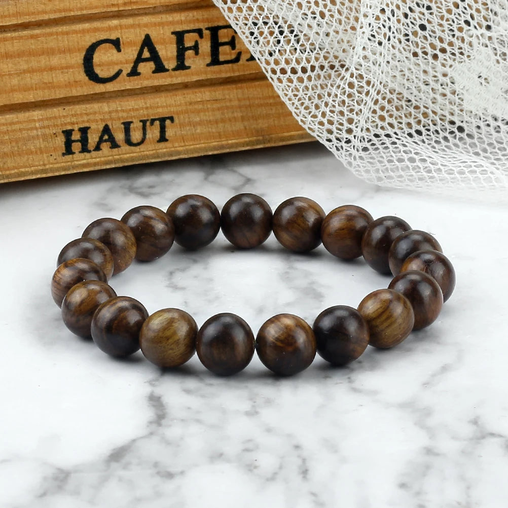 Buddha 6/8/10mm Wooden Beads Vintage Handmade Bracelets Prayer Black Rosewood Bracelet Men Women Yoga Meditation Pulsera Jewelry