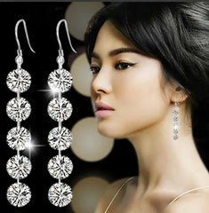 1CT Moissanite Long Drop Earrings For Women 925 Sterling Silver Brilliant Lab Diamond Brides Bridesmaid Dangling Earrings