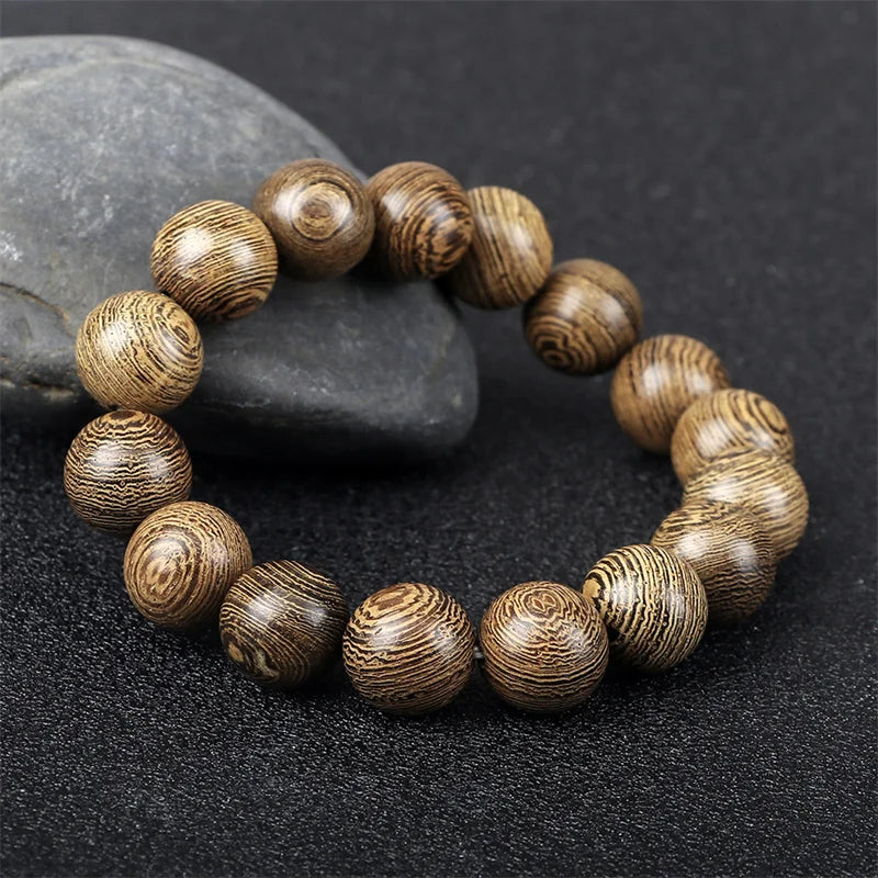 6/8/10/12mm Men Vintage Bracelet Original Wooden Beads Meditation Prayer Buddha Stretch Bracelets&Bangle Women Yoga Jewelry Gift