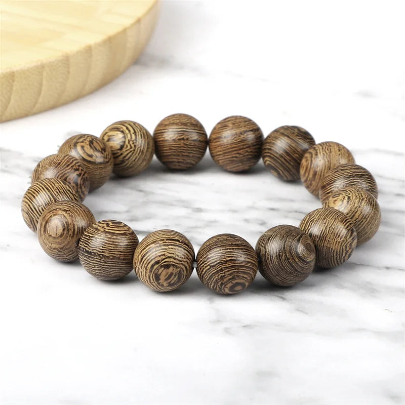 6/8/10/12mm Men Vintage Bracelet Original Wooden Beads Meditation Prayer Buddha Stretch Bracelets&Bangle Women Yoga Jewelry Gift