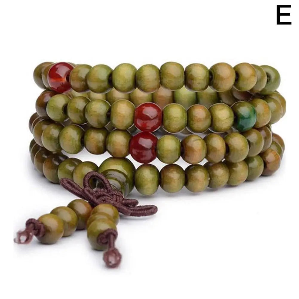 Chinese Style Small Leaf Red Sandalwood Buddhist Beads Multilayer Hand String Lacquer Bracelet Necklace Rosary Beads Men Women