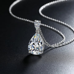 1-5ct Real Moissanite Necklace for Women Sparkling S925 Sterling Silver Jewelry Water Drop Pendant Girls Birthday Gift