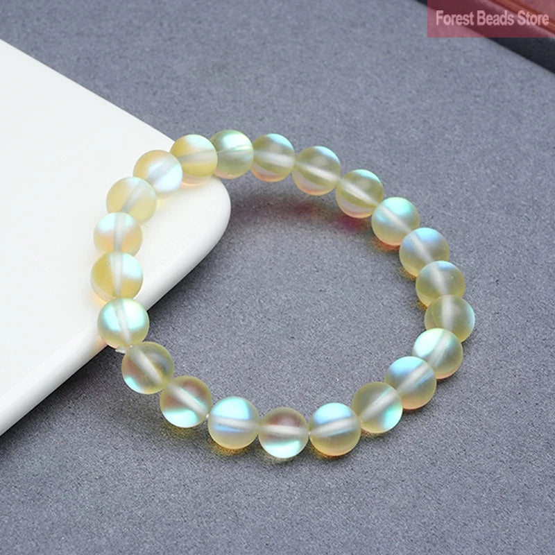 Matte Yellow Austria Crystal Glitter Moon Natural Stone Beads Yoga Healing Bracelet Jewelry for Women Friend Gift Dropshipping