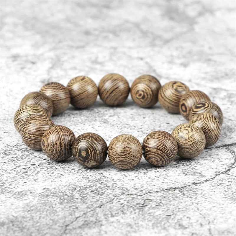 6/8/10/12mm Men Vintage Bracelet Original Wooden Beads Meditation Prayer Buddha Stretch Bracelets&Bangle Women Yoga Jewelry Gift