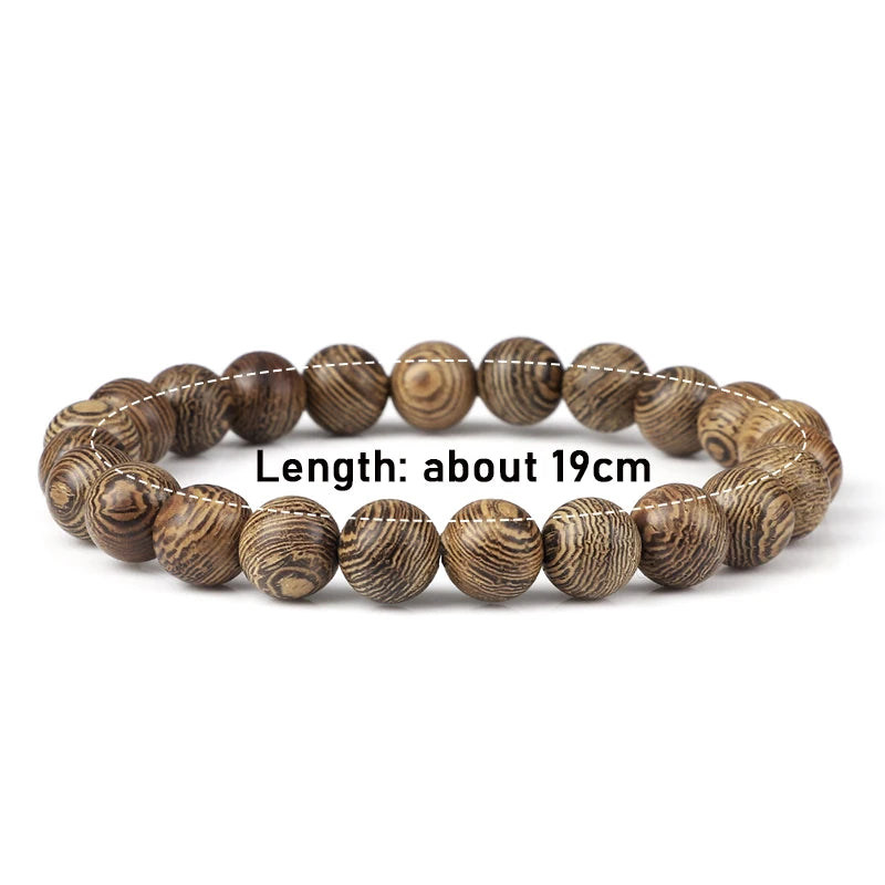 6/8/10/12mm Men Vintage Bracelet Original Wooden Beads Meditation Prayer Buddha Stretch Bracelets&Bangle Women Yoga Jewelry Gift