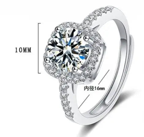 0.3-3CT D Color Certified Moissanite Rings for Women Square Sparkling Lab Diamond Promise Band 100% Sterling Silver 925