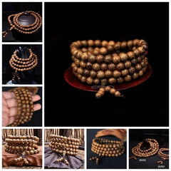 Chic 108 Wood Beaded Buddhist Buddha Prayer Bead Mala Bangle Bracelet Necklace