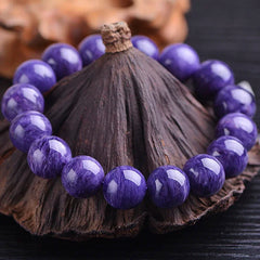 Natural Charoite Beads Bracelet Amethyst Stone Crystal Women Fashion Jewelry Single Circle Elastic Rope Charoite Bracelet Gifts