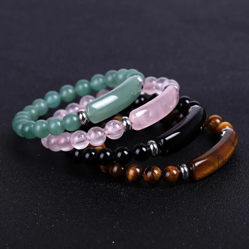 New Fashion Natural Stone Crystal Druzy Rose Quartz Amethyst Gemstone Beaded Beads Bracelet for Women Girls Jewelry Gifts