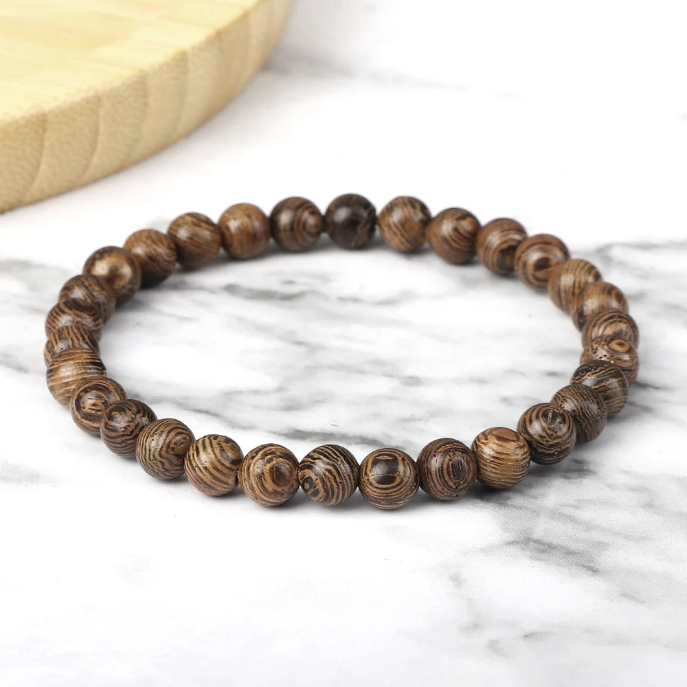 Natural Wooden Beads Bracelet Tibetan Buddha Rosary Handmade Bracelets Men and Women Yoga Meditation Prayer Beaded Jewelry Gifts